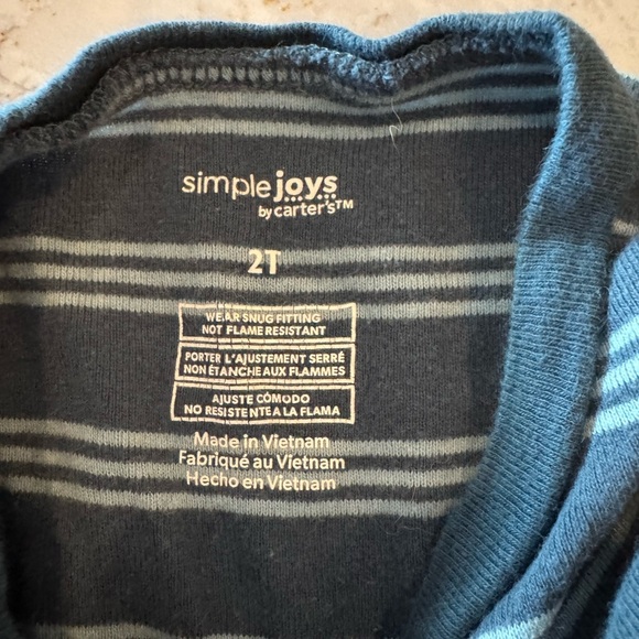 2T - simple joys by carters- Blue and Green Kids One Piece Pajamas - Picture 8 of 11